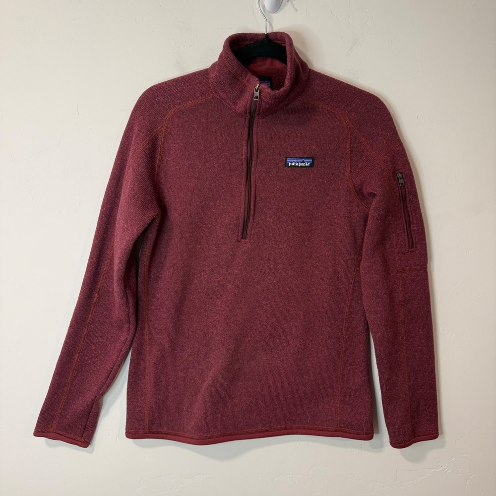 Patagonia Womens Better Sweater Medium Dark Red 1/4 Zip Fleece Pullover 25618